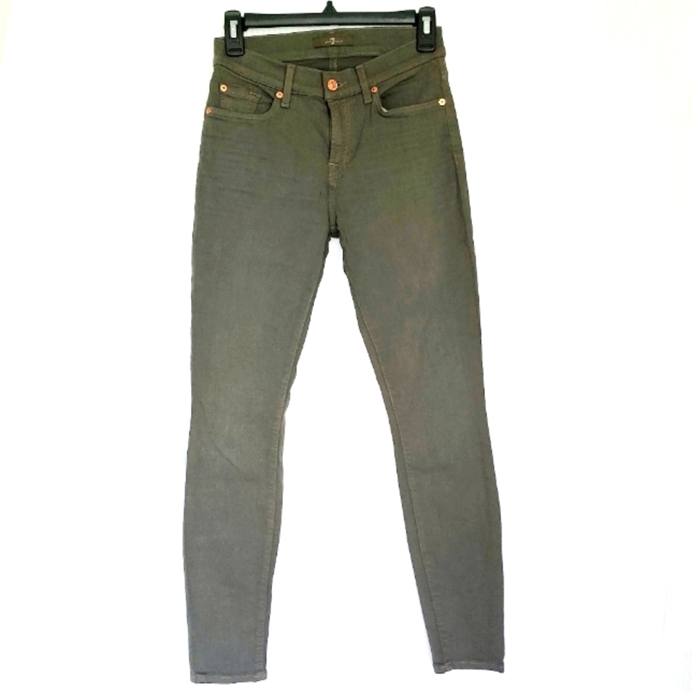 7 FOR ALL MANKIND SKINNY FIT JEANS ARMY GREEN - Picture 2 of 8